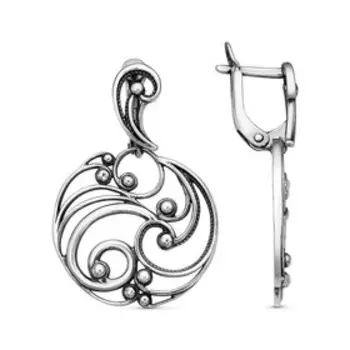 Серьги "Ажур", посеребрение с оксидированием