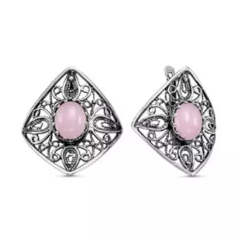 Серьги ажурный "Кварц", посеребрение с оксидированием