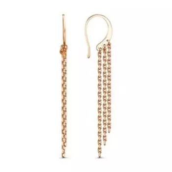 Серьги "Цепь" три ряда, розовое золочение