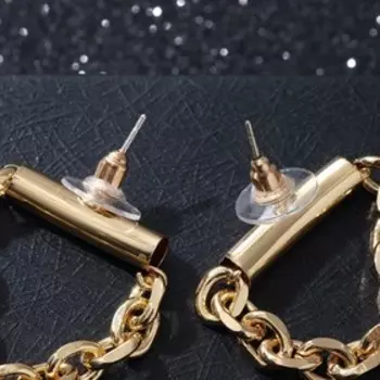 Серьги «Цепь» висячие, цвет золото