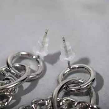 Серьги "Цепи" висячие звенья, цвет серебро