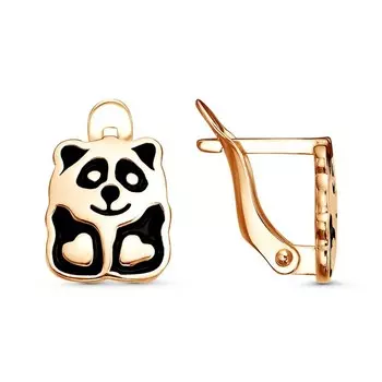 Серьги детские «Панда» лапки-сердечки, розовое золочение