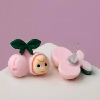 Серьги "Пупсик ягодка", цвет бежево-розовый