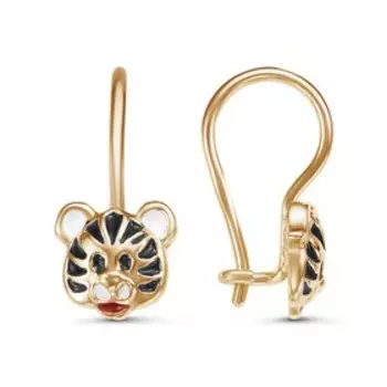 Серьги детские "Тигренок" розовое золочение
