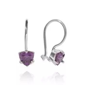 Серьги детские "Треугольник" посеребрение, цвет сиреневый