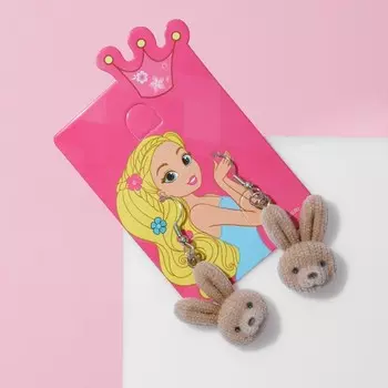 Серьги детские Выбражулька «Зайчонок», коричневые