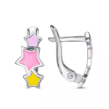 Серьги детские "Звездопад", посеребрение, цветные