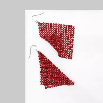 Серьги висячие «Диско» кольчуга объемная, цвет красный, 8 см