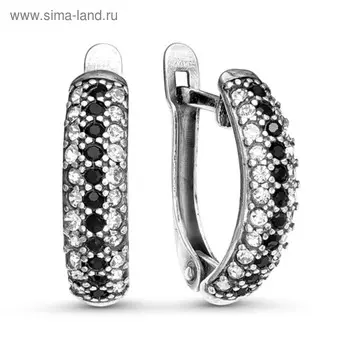 Серьги "Дорожка" тройная, посеребрение