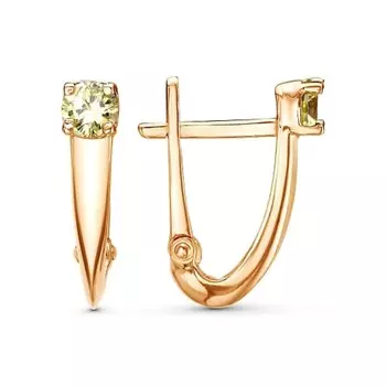 Серьги «Факел» розовое золочение, цвет светло-зелёный