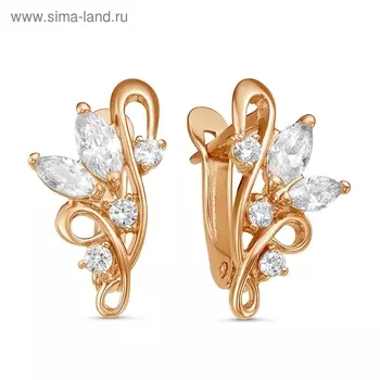 Серьги "Фиалка", позолота, цвет белый