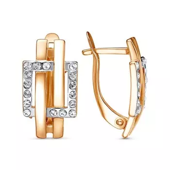 Серьги «Геометрия» квадрат, позолота с выборочным родированием