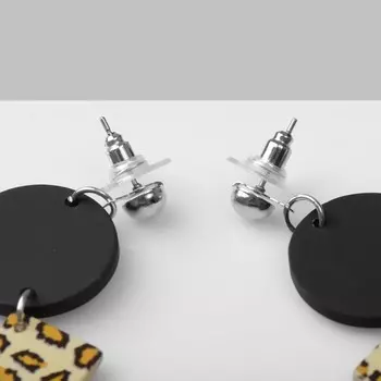 Серьги «Геометрия» леопард, цветные в серебре