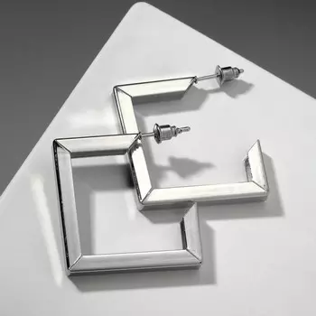 Серьги металл «Геометрия» обливион, крупные, цвет серебро