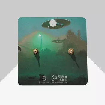 Серьги с эмалью «Инопланетяне», цвет чёрно-зелёный в золоте