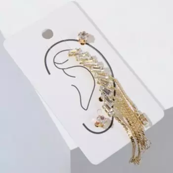 Серьги "Каффа и пуссеты" искорки висячие, цвет белый в золоте