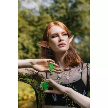 Серьги «Каффы» эльфийские уши, цвет бежево-серебристый