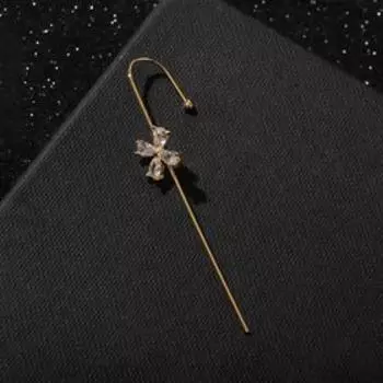 Серьги "Каффы" булавка, четырёхлистник, цвет белый в золоте