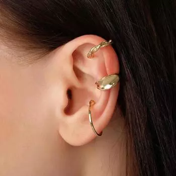 Серьги «Каффы» манжеты, набор 3 шт., цвет золото