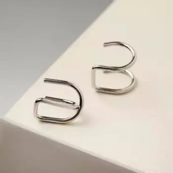 Серьги "Каффы" пустые фигуры, цвет серебро