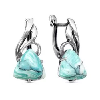 Серьги "Кахолонг" вьюга, посеребрение с оксидированием