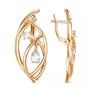 Серьги «Капель», розовое золочение, цвет белый