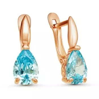 Серьги "Капли", цвет голубой, розовое золочение