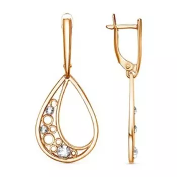 Серьги "Капли" с узорами, розовое золочение, цвет белый