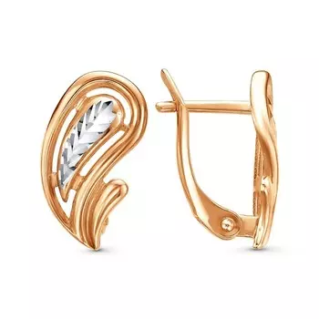 Серьги "Капля" с алмазной резкой, розовое золочение