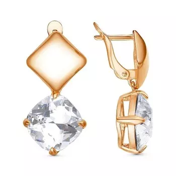 Серьги «Классика» квадрат, розовое золочение, цвет белый