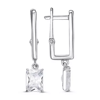 Серьги «Классика» подвеска квадрат, платинирование