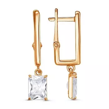 Серьги «Классика» подвеска квадрат, позолота