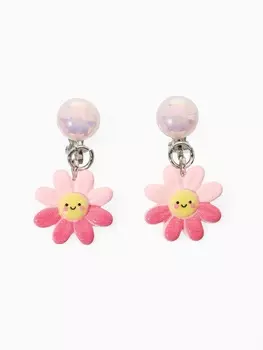 Серьги-клипсы детские «Выбражулька» цветок с жемчужиной, розово-белые
