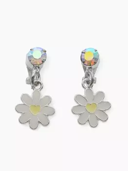 Серьги-клипсы детские «Выбражулька» ромашки с кругом кристалл, жёлто-белые