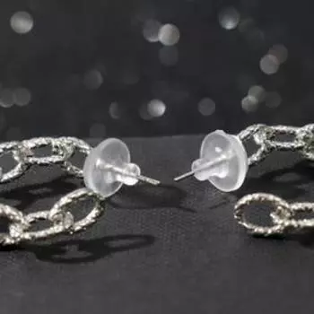 Серьги-кольца "Цепь" широкая, цвет серебро, d= 3 см 7