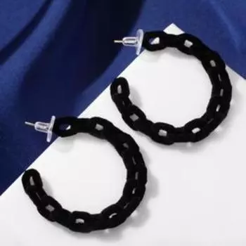 Серьги-кольца "Цепи" овал, d=4, цвет чёрный