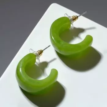 Серьги-кольца "Дуга" свежесть, цвет тёмно-зелёный, d=2.5