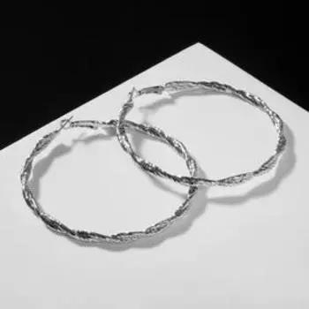 Серьги-кольца «Карма» сплетения, цвет серебро, d=6,5