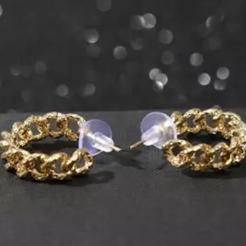 Серьги-кольца "Косичка" плетёная, цвет золото