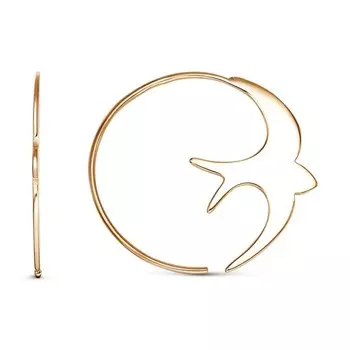 Серьги-кольца «Ласточки», d=3,2 см, розовое золочение