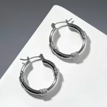 Серьги-кольца "Мини" переплёт, цвет серебро