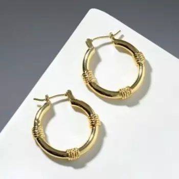 Серьги-кольца "Мини" переплёт, цвет золото