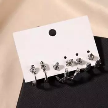 Серьги-кольца набор 3 пары "Юность" оригинальные, цвет серебро, d=2,5