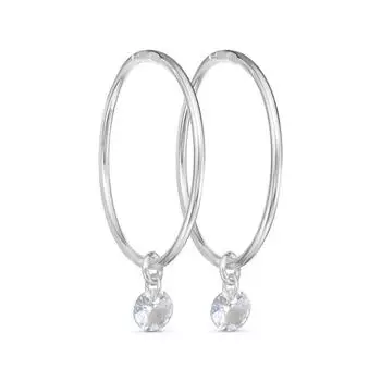 Серьги-кольца «Невесомость», посеребрение, цвет белый d=3.6