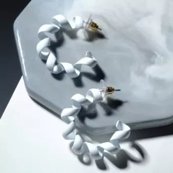 Серьги-кольца "Спираль" юла, цвет белый, d=3