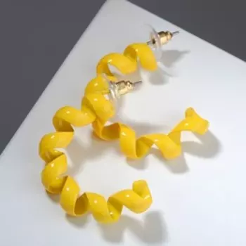 Серьги-кольца "Спираль" юла, цвет жёлтый, d=3