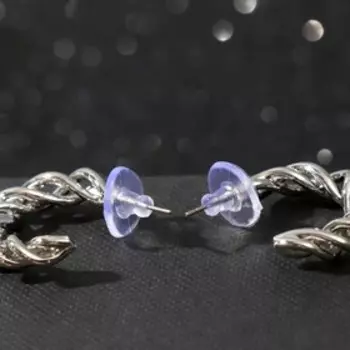 Серьги-кольца "Сплетение" запутанный клубок, цвет серебро