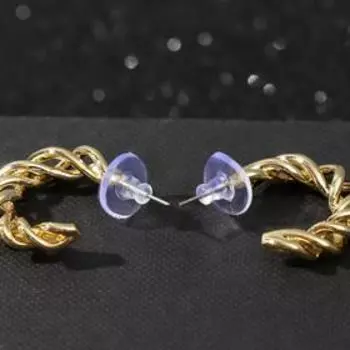 Серьги-кольца "Сплетение" запутанный клубок, цвет золото