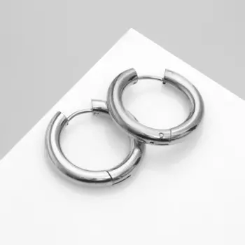 Серьги-кольца «Стальные» d=2,5 см, цвет серебро