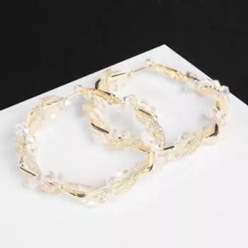 Серьги-кольца "Стардаст" многогранник, цвет золото, d=5